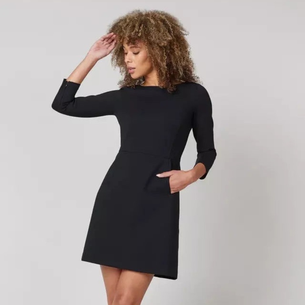 Spanx‎ Black Perfect A Line Zip Sleeves Dress